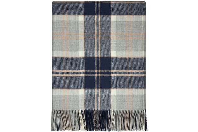 Bannockbane Grey Tartan Lambswool Blanket