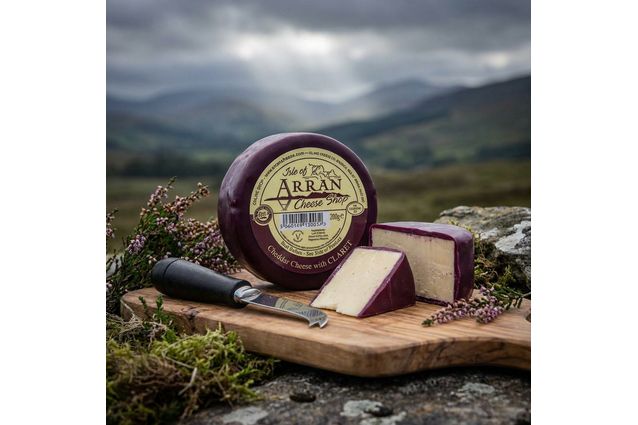 Island Cheese Company Waxed Truckle of Cheddar Cheese with Claret (200g)