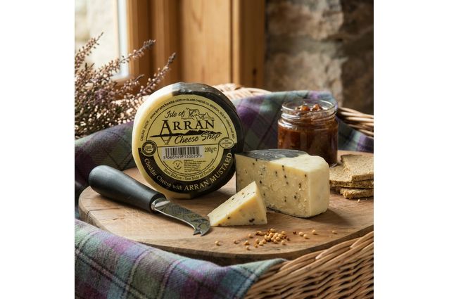 Island Cheese Company Waxed Truckle of Cheddar Cheese with Arran Mustard (200g)
